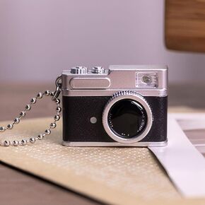 Miniature Mini Retro Vintage Camera Keychain Also Lights Up with Sound.Mini Camera.Retro Camera.Camera Model.Miniature Camera.Christmas Gifts. (Brown)