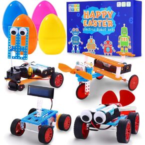 JOICEE Prefilled Easter Eggs with STEM Kits for Kids,Jumbo Science Robot Building Kits Cars Crafts STEM Toys for Boys Girls Easter Basket Stuffers School Classroom Prizes Gifts Party Favors