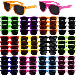 48 Pack 12 Color Neon Sunglasses Party Favors ، 80’s Retro Style Perfect Collty Novelty Sun Glasses for Birthday Form