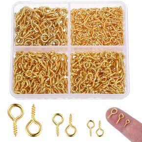 600 Pcs Screw Eye Pins Small Eye Hooks Screw Eye Pins for Jewelry Making Eye Screws Mini Eyelet Screws Tiny Eye Hooks Screw Eyes for Crafts Heavy Duty Eye Bolts Screws for Arts DIY Making(Silver)