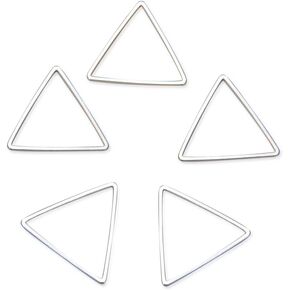 Adabele 100pcs Silver Triangle Beading Hoop Link Jewelry Findings 12mm Geometric Connector Open Back Bezel Frame for DIY Craft Jewelry Making CF72-1