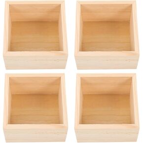 Yardwe 4pcs صناديق خشبية صغيرة غير مكتملة صناديق تخزين الحرف اليسارية للقطاعات المركزية وصناديق الحرف الخشبية الطبيعية المنظمة لمشاريع DIY