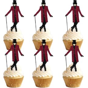 Handsome Sir Dessert Cupcake Topper Pick for Chocolate Adventure Fantasy Comedy Theme Decorations Men Women Boys Girls Happy Birthday Party Decor Supplies 18pcs Glitter