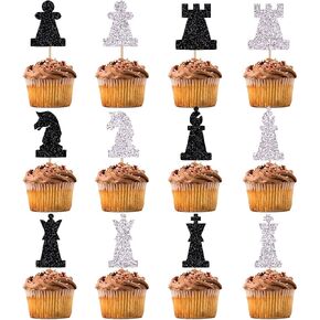 12 PCS Silhouettes Silhouettes Dessert Cupcake Toppers Toppers Chess Lover Chess Player عيد ميلاد سعيد ديكور كب كيك