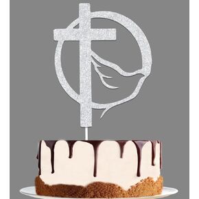 Silver Glitter Cross Cake Topper, Cross With a Dove, Holy Spirit Topper, Confirmation Topper, Engagement, Wedding, Bachelorette, Bridal Shower, Marriage Anniversary Party Decorations