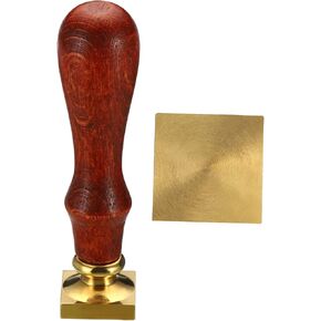 PATIKIL 20MM مربع ختم الشمع فارغ ، رأس النحاس القابل للإزالة دون نحت مقبض خشبي رجع