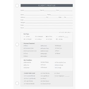 Fromm Client Profile Cards for Hair Stylist, Salon, Spa, Two Sided Paper with Binder Holes, 8.5 x 5.5 Inches, Pack of 80 Sheets