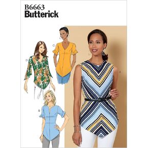 Butterick B6663E5 Easy to Sew Women's Semi-Fitted Blouse Sewing Patterns Sizes 14-22 , White