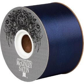McGinley Mills 2.5" W Acetate Satin Ribbon, Navy Blue, 50 Yard Spool