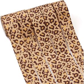 Pandahall 5 Rolls Leopard Print Grosgrain Ribbon 1 Inch Wide Animal Cheetah Print Craft Ribbon for Headbands Hair Bows Gift Wrapping Sewing Crafting (Goldenrod, 5 Yards/Roll)