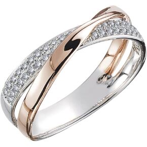 14K Gold-Plated Personality Two-Tone X-Shaped Engagement Ring Pavé CZ Diamond Ring Fashion 925 Sterling Silver Ring Confession Female Jewelry Gift