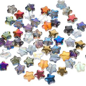 200 Pcs Star Pony Beads Star Shaped Beads Bulk Star Spacer Beads Cute Fun Crystal Glass Beads Decorations Charms for Women DIY Craft Jewelry Bracelet Necklace Earring Making Accessories