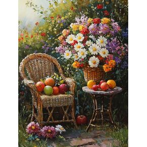Kaliosy 5D Diamond Art Kits for Adults Flowers Fruits by Number Kits, Diamond Painting Art Landscape DIY Full Drill Crystal Craft Cross Stitch Embroidery Decoration (12x16 inch) 30x40 cm