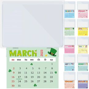 gisgfim 10 Set Wall Calendar 2025, Mini 2025 Peel and Stick Hanging Calendar with Card Pocket Holder Colorful 2-in-1 Car Calendar Monthly Wall Calendar for Teacher Home, School and Office Supplies