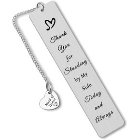 Dabihu Maid of Honor Bookmark Gift - 'Thank you for standing by my side today and always' - Stainless Steel - Silver - 1 pc