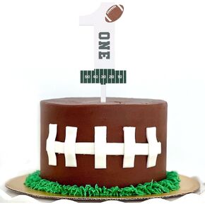 Wooden Football Cake Topper - Football First Birthday Decorations,First Year Down Birthday,Football 1st Birthday Cake Topper