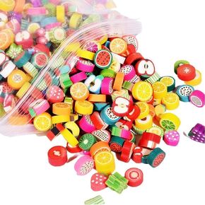 50 Pcs Mixed Soft Ceramic Plum Flowers/Fruit/Blossom/Heart Beads,Mixed Flowers/Fruit/Blossom/Heart Charm Beads,DIY Jewelry Accessories,Beading Supplies for Bracelet Necklace Earring Jewelry Making