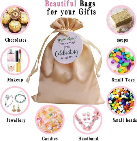 GUIFIER 30 PCS 5" x 7" Satin Gift Bags with Drawstring and Tags, Silk Jewelry Bags, Party Favor Bags, Fabric Gift Wrap Bags for Baby Shower, Bridal Shower, Christmas, Birthday, Wedding(Wine Red) in Kuwait