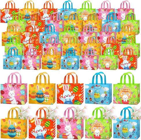 Abbylike 100 Pack Wig Easter Gift Bags Bulk Bulk Easter Easter Bags with Handles Non Gift Baskets for Egg Hunt Party Favors ، 12.8 × 9.8 × 6.7 بوصة in Kuwait