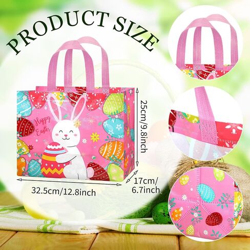 Abbylike 100 Pack Wig Easter Gift Bags Bulk Bulk Easter Easter Bags with Handles Non Gift Baskets for Egg Hunt Party Favors ، 12.8 × 9.8 × 6.7 بوصة in Kuwait