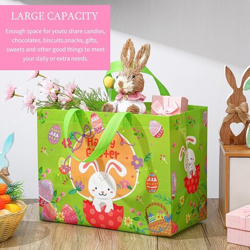Abbylike 100 Pack Wig Easter Gift Bags Bulk Bulk Easter Easter Bags with Handles Non Gift Baskets for Egg Hunt Party Favors ، 12.8 × 9.8 × 6.7 بوصة in Kuwait