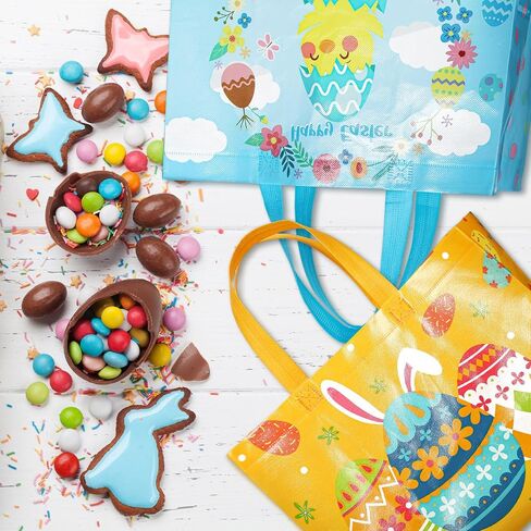 Abbylike 100 Pack Wig Easter Gift Bags Bulk Bulk Easter Easter Bags with Handles Non Gift Baskets for Egg Hunt Party Favors ، 12.8 × 9.8 × 6.7 بوصة in Kuwait