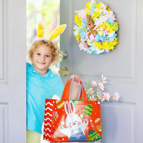 Abbylike 100 Pack Wig Easter Gift Bags Bulk Bulk Easter Easter Bags with Handles Non Gift Baskets for Egg Hunt Party Favors ، 12.8 × 9.8 × 6.7 بوصة in Kuwait