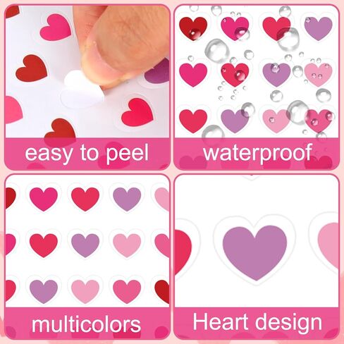 2400Pcs Valentine's Day Mini Love Heart Sticker Red Pink Purple Paper Decals 5 Colors of Hearts Self-Adhesive Stickers for Holiday Envelopes Scrapbook Gifts DIY, 0.4inch in Saudi Arabia