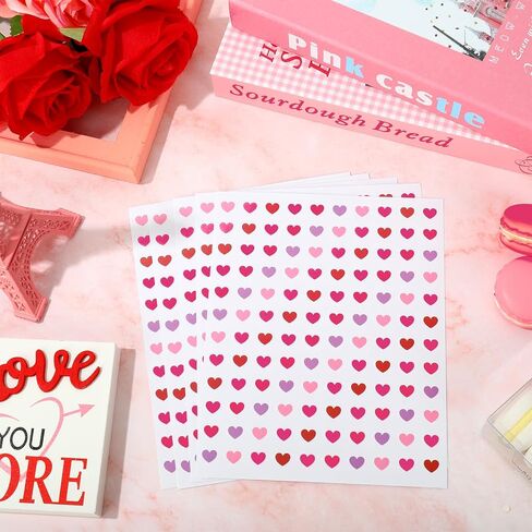 2400Pcs Valentine's Day Mini Love Heart Sticker Red Pink Purple Paper Decals 5 Colors of Hearts Self-Adhesive Stickers for Holiday Envelopes Scrapbook Gifts DIY, 0.4inch in Saudi Arabia