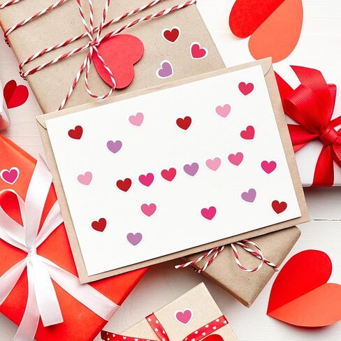 2400Pcs Valentine's Day Mini Love Heart Sticker Red Pink Purple Paper Decals 5 Colors of Hearts Self-Adhesive Stickers for Holiday Envelopes Scrapbook Gifts DIY, 0.4inch in Saudi Arabia