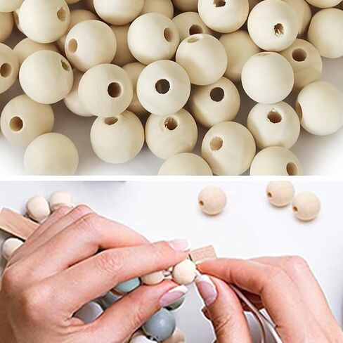 150pcs 16mm Wood Beads, Unfinished Round Loose Natural Wooden Spacer Beads for DIY Crafts Party Garlands Home Decoration in Saudi Arabia
