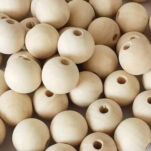 150pcs 16mm Wood Beads, Unfinished Round Loose Natural Wooden Spacer Beads for DIY Crafts Party Garlands Home Decoration in Saudi Arabia