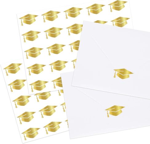 Whaline 500Pcs Graduation Cap Stickers Gold Foil Envelope Seal Stickers Grad Hat Self-Adhesive Label Decals for Greeting Cards Diploma Certificate Envelope Sealing School College Supplies in Kuwait