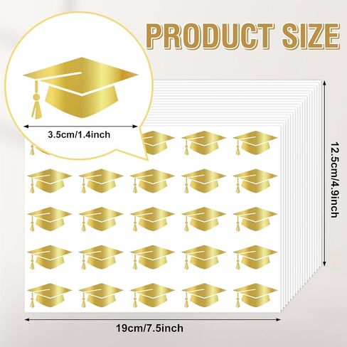 Whaline 500Pcs Graduation Cap Stickers Gold Foil Envelope Seal Stickers Grad Hat Self-Adhesive Label Decals for Greeting Cards Diploma Certificate Envelope Sealing School College Supplies in Kuwait