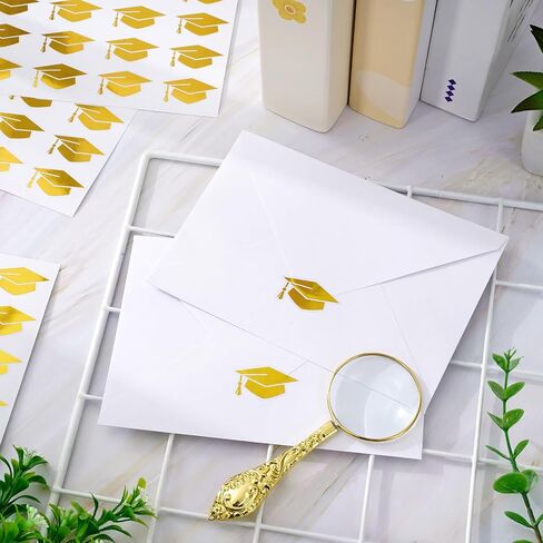 Whaline 500Pcs Graduation Cap Stickers Gold Foil Envelope Seal Stickers Grad Hat Self-Adhesive Label Decals for Greeting Cards Diploma Certificate Envelope Sealing School College Supplies in Kuwait