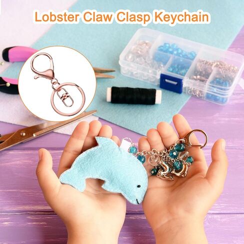 uxcell Lobster Claw Clasps سلسلة المفاتيح ، 12 PCS Lobster Claw Clasp Hook مع مقطع الزناد الدوار وخاتم مفاتيح مقسمة مسطحة لإكسسوارات سلسلة مفاتيح Craft DIY ، البرونز in Kuwait