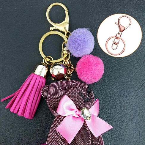 uxcell Lobster Claw Clasps سلسلة المفاتيح ، 12 PCS Lobster Claw Clasp Hook مع مقطع الزناد الدوار وخاتم مفاتيح مقسمة مسطحة لإكسسوارات سلسلة مفاتيح Craft DIY ، البرونز in Kuwait