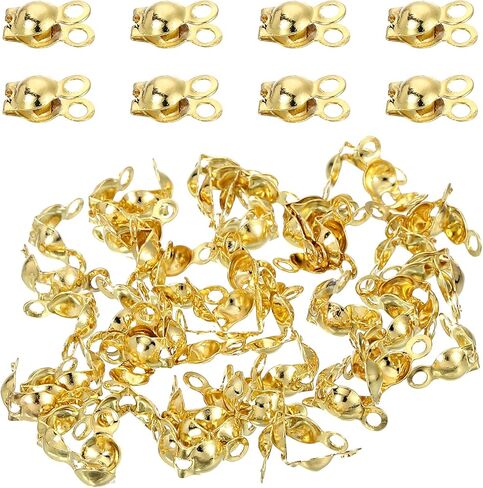 UXCELL 50 PCS 4MM CRIMP END CAPS ، CLAMSHELL CORL CAP CAP CONSCTOR CLASP CONPS COVERS CANT CALOTTE END CRIMP FOR DIY MANE in Saudi Arabia