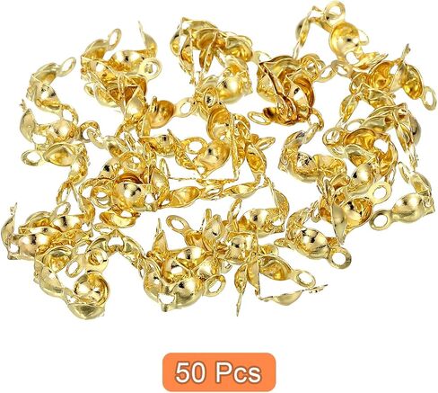 UXCELL 50 PCS 4MM CRIMP END CAPS ، CLAMSHELL CORL CAP CAP CONSCTOR CLASP CONPS COVERS CANT CALOTTE END CRIMP FOR DIY MANE in Saudi Arabia