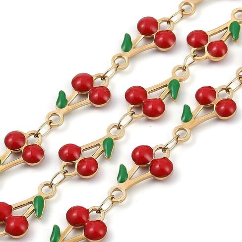 LiQunSweet Cherry Flower Oval Enamel Chains for DIY Supplies Bracelets Necklace Jewelry Making in Saudi Arabia