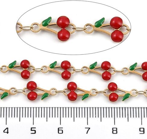 LiQunSweet Cherry Flower Oval Enamel Chains for DIY Supplies Bracelets Necklace Jewelry Making in Saudi Arabia