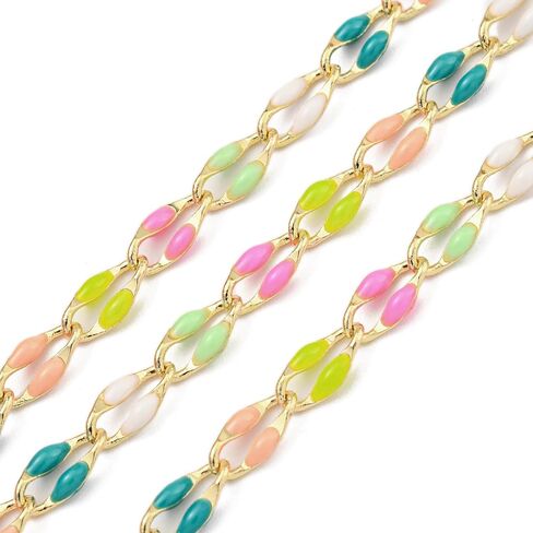 LiQunSweet Cherry Flower Oval Enamel Chains for DIY Supplies Bracelets Necklace Jewelry Making in Saudi Arabia