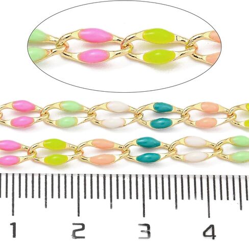 LiQunSweet Cherry Flower Oval Enamel Chains for DIY Supplies Bracelets Necklace Jewelry Making in Saudi Arabia