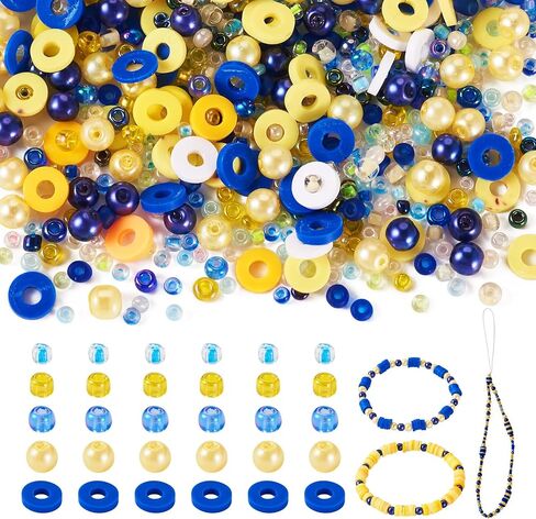 Beadthoven 6mm Clay Beads - Colorful Preppy Heishi Flat Round Disc Beads for Jewelry Making - 2 Bags Blue Yellow in Kuwait