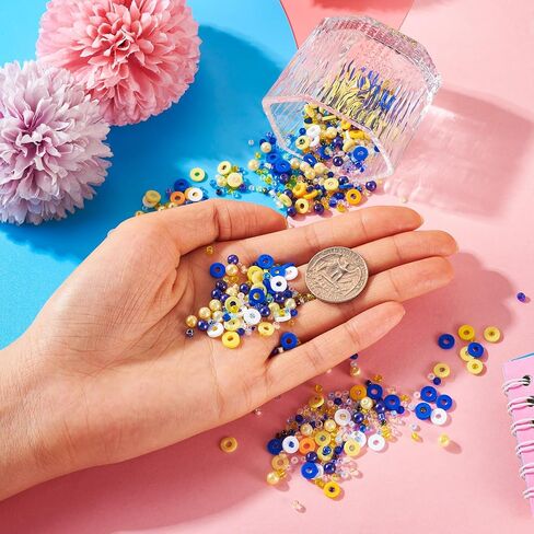 Beadthoven 6mm Clay Beads - Colorful Preppy Heishi Flat Round Disc Beads for Jewelry Making - 2 Bags Blue Yellow in Kuwait