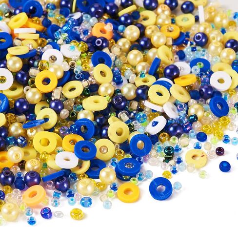Beadthoven 6mm Clay Beads - Colorful Preppy Heishi Flat Round Disc Beads for Jewelry Making - 2 Bags Blue Yellow in Kuwait