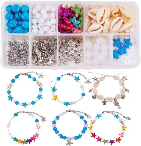 Sunnyclue 293pcs Diy Boho Shell Beads Beach Charm Carm Make Make Kit Stain Beads Sandal Beads Christmas Admable Jewelry Making Kits Sea Sea Turtle Charms Turquoise Stone Stone in Saudi Arabia