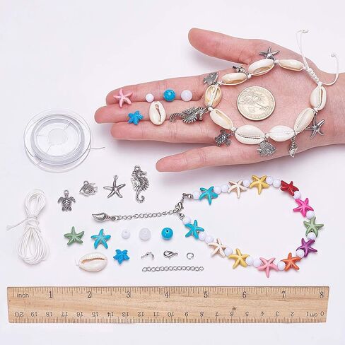 Sunnyclue 293pcs Diy Boho Shell Beads Beach Charm Carm Make Make Kit Stain Beads Sandal Beads Christmas Admable Jewelry Making Kits Sea Sea Turtle Charms Turquoise Stone Stone in Saudi Arabia