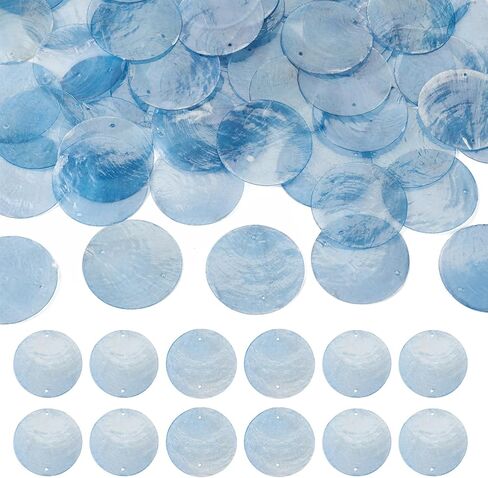 Cheriswelry 50Pcs Flat Round Natural Shell Connector Charms Disc Coin Seashell Drop Pendants DIY Summer Beach Accessories 50x0.8mm for Necklace Keychain Wind Chime Handicrafts Making (Steel Blue) in Kuwait