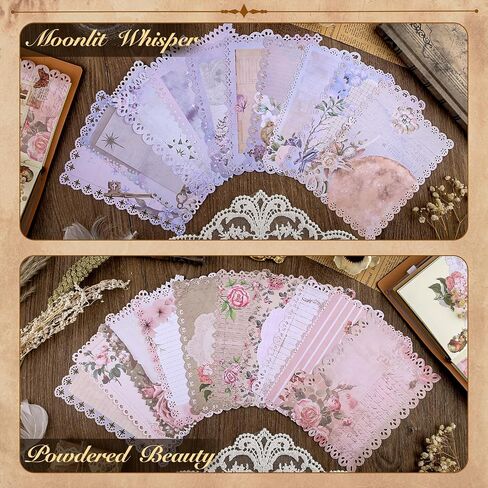 60 Sheets Vintage Lace Edged Scrapbook Paper Set – 6-Pack Assorted Retro Stationery for Letters, Scrapbooking, Journals, Collages, and DIY Crafts (4.9x6.9 Inches) in Kuwait